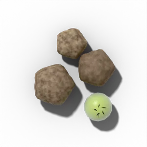 Shriveled mummy berries beside a cut green blueberry