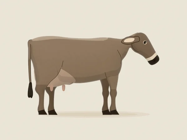 Brown Swiss cow, grey-brown, in side view