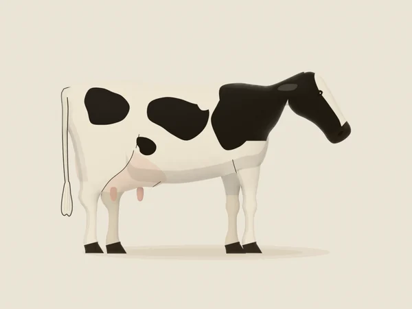 Holstein cow, black and white, in side view