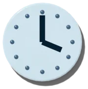 A pale blue clock