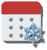 A calendar with a snowflake