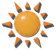 A glazed ceramic sun