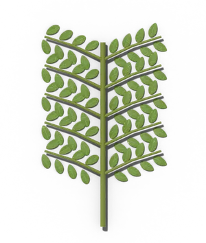 Honey locust leaf: bipinnately compound, with many tiny leaflets
