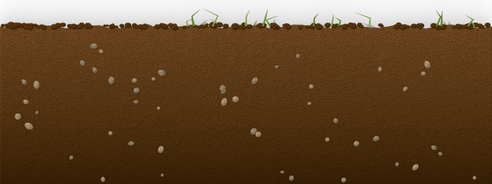 Cross-section of garden soil under a seed tray rim, used to show how deep to sow each seed
